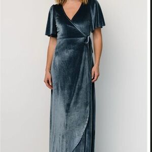 Baltic Born Katelyn Velvet Maxi Wrap in Deep Blue New 3X